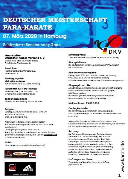 Deutscher Meisterschaft Para Karate Karate Verband Schleswig Holstein E V