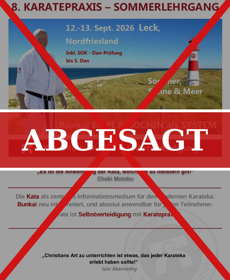 Der 8. Karate Sommerlehrgang in Leck faellt aus - ABGESAGT