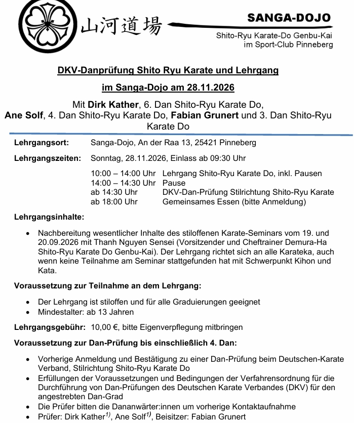 DKV DAN-Prüfung Shito-Ryu Karate und Lehrgang